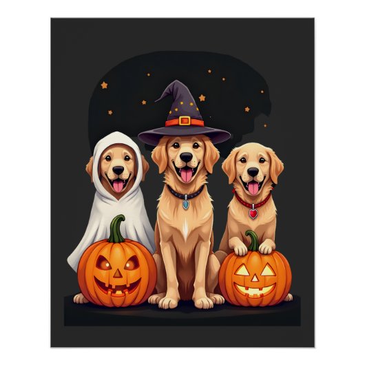 Golden Retriever Geist Halloween Süßigkeiten Oder Poster (Vorderseite)