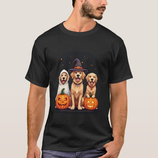 Golden Retriever Geist Halloween Süßigkeiten Oder T-Shirt (Vorderseite)