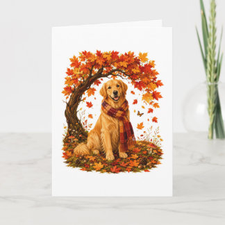 Golden Retriever Gemütlicher Herbst Thanksgiving Feiertagskarte