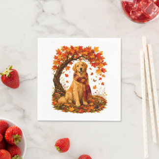 Golden Retriever Gemütlicher Herbst Thanksgiving Serviette
