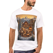 Golden-Retriever-Gemütliches-Cottage-T-Shirt