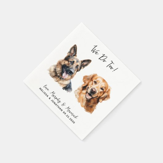 Golden Retriever German Shepherd Dog Wedding Serviette (Ecke)
