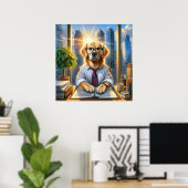 Golden Retriever Geschäftsmann im Büro Poster (Heimbüro)