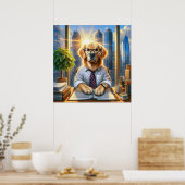 Golden Retriever Geschäftsmann im Büro Poster (Küche)