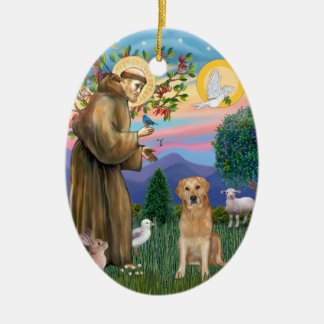 Golden Retriever Gesegnet von Saint Francis Keramikornament