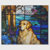 Golden Retriever gestanztes Glass Muster Hund Geschenkpapier (Flach)