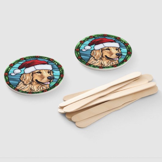 Golden Retriever gesteinigtes Glass Weihnachten Fächer (Non-assembled)