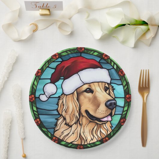Golden Retriever gesteinigtes Glass Weihnachten Pappteller (Hochzeit)