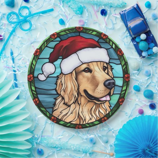 Golden Retriever gesteinigtes Glass Weihnachten Pappteller (Party)