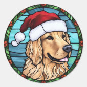Golden Retriever gesteinigtes Glass Weihnachten Runder Aufkleber (Vorderseite)