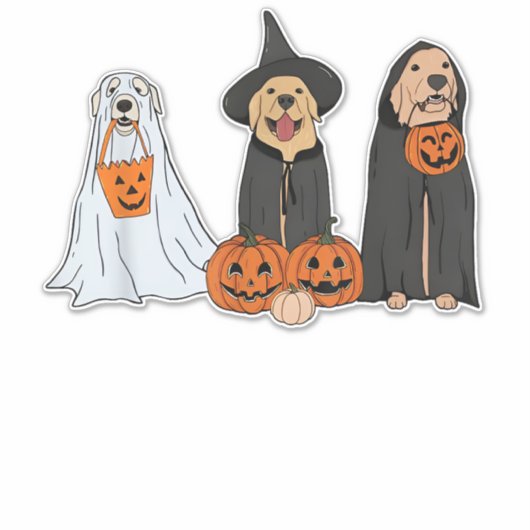 Golden Retriever Ghost Halloween Trick oder Treat Aufkleber (Vorderseite)