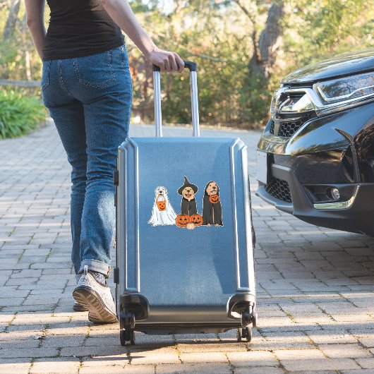 Golden Retriever Ghost Halloween Trick oder Treat Aufkleber (Koffer Insitu)