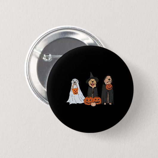 Golden Retriever Ghost Halloween Trick oder Treat  Button (Vorne & Hinten)