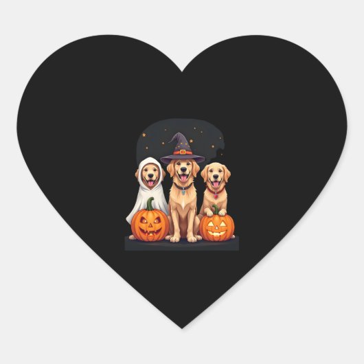 Golden Retriever Ghost Halloween Trick oder Treat Herz-Aufkleber (Vorderseite)