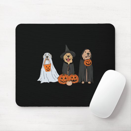 Golden Retriever Ghost Halloween Trick oder Treat Mousepad (Mit Mouse)