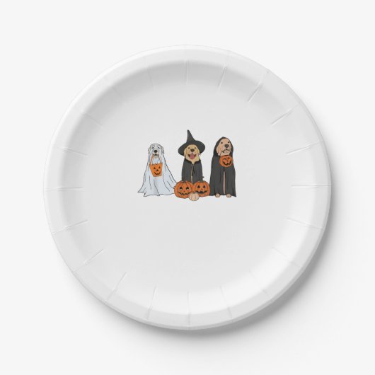 Golden Retriever Ghost Halloween Trick oder Treat Pappteller (Vorderseite)