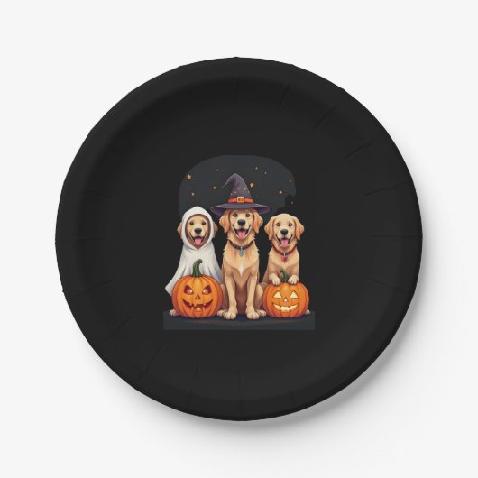 Golden Retriever Ghost Halloween Trick oder Treat  Pappteller (Vorderseite)
