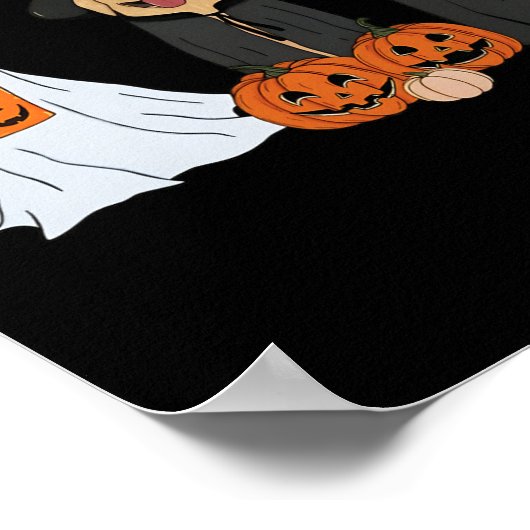 Golden Retriever Ghost Halloween Trick oder Treat  Poster (Ecke)