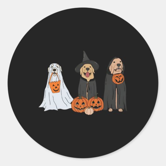 Golden Retriever Ghost Halloween Trick oder Treat Runder Aufkleber (Vorderseite)