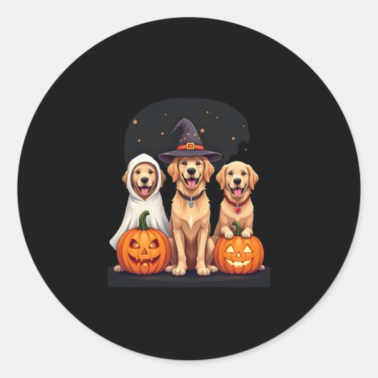 Golden Retriever Ghost Halloween Trick oder Treat  Runder Aufkleber (Vorderseite)