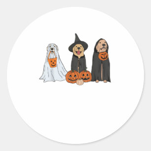 Golden Retriever Ghost Halloween Trick oder Treat Runder Aufkleber