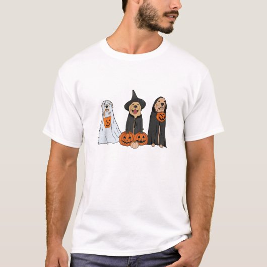 Golden Retriever Ghost Halloween Trick oder Treat T-Shirt (Vorderseite)