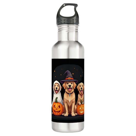 Golden Retriever Ghost Halloween Trick Or Treat Do Edelstahlflasche (Vorderseite)