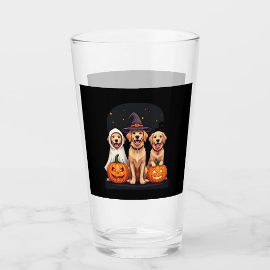 Golden Retriever Ghost Halloween Trick Or Treat Do Glas (Vorderseite)