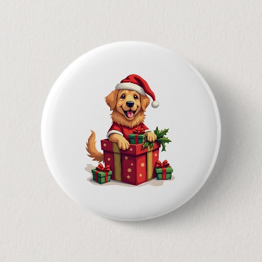 Golden Retriever Gift Wrap Button (Vorderseite)