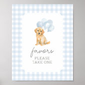 Golden Retriever Gingham Baby Shower Lieblings-Zei Poster (Vorne)