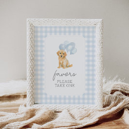 Golden Retriever Gingham Baby Shower Lieblings-Zei Poster
