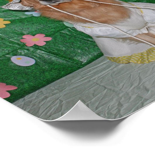 Golden Retriever Girl and Lamb Happy Osterfeier bi Poster (Ecke)