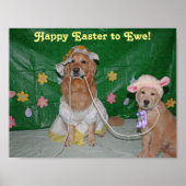 Golden Retriever Girl and Lamb Happy Osterfeier bi Poster (Vorne)