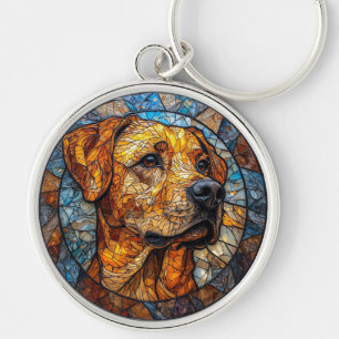 Golden-Retriever-Glasmalerei Schlüsselanhänger