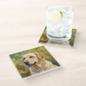 Golden Retriever Glass Coasters for Dog Lovers Glasuntersetzer (Schrägansicht)