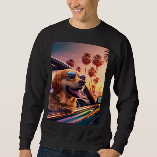 Golden Retriever Glasses Car Golden Retriever Sweatshirt (Vorderseite)