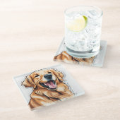Golden Retriever Glasuntersetzer (Schrägansicht)