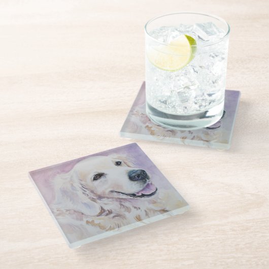 Golden retriever glasuntersetzer (Schrägansicht)