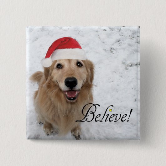 Golden retriever glauben Weihnachten Button (Vorderseite)