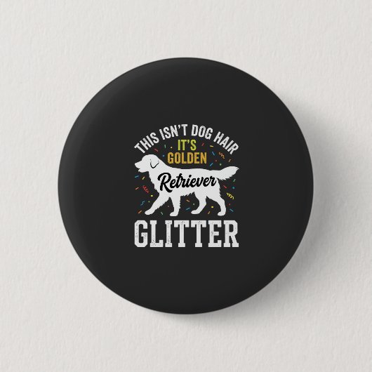 Golden Retriever Glitter Hundehaar Design Button (Vorderseite)