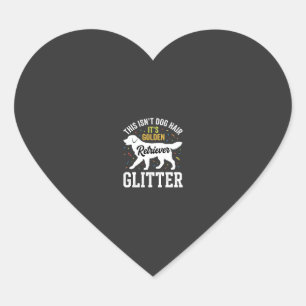 Golden Retriever Glitter-Hundehaardesign Herz-Aufkleber