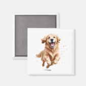 Golden Retriever glücklicher Spielspass Springen i Magnet (Vorderseite/Rückseite)