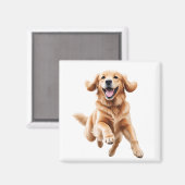 Golden Retriever glücklicher Spielspass Springen i Magnet (Vorderseite/Rückseite)