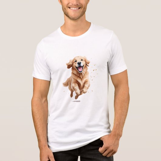 Golden Retriever glücklicher Spielspass Springen i Tri-Blend Shirt (Vorderseite)