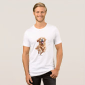 Golden Retriever glücklicher Spielspass Springen i Tri-Blend Shirt (Vorderseite voll)