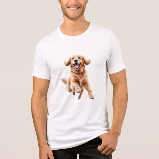 Golden Retriever glücklicher Spielspass Springen i Tri-Blend Shirt (Vorderseite)