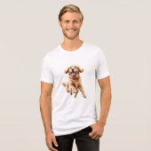 Golden Retriever glücklicher Spielspass Springen i Tri-Blend Shirt (Vorderseite voll)