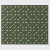 Golden Retriever | Gold Glitzer Green Wrapping Pap Geschenkpapier (Flach)
