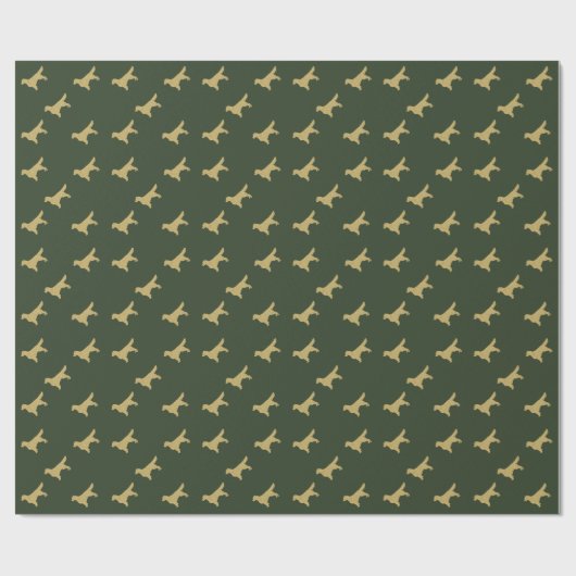 Golden Retriever | Gold Glitzer Green Wrapping Pap Geschenkpapier (Flach)