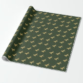 Golden Retriever | Gold Glitzer Green Wrapping Pap Geschenkpapier (Ungerollt)